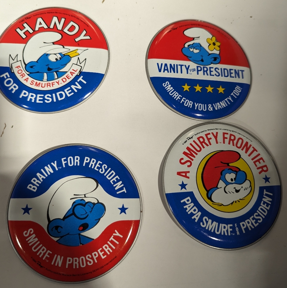 Smurfs President Button Set - Red, Blue, White